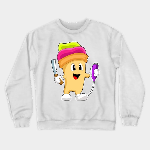 Sundae Hairdresser Razor Crewneck Sweatshirt by Markus Schnabel